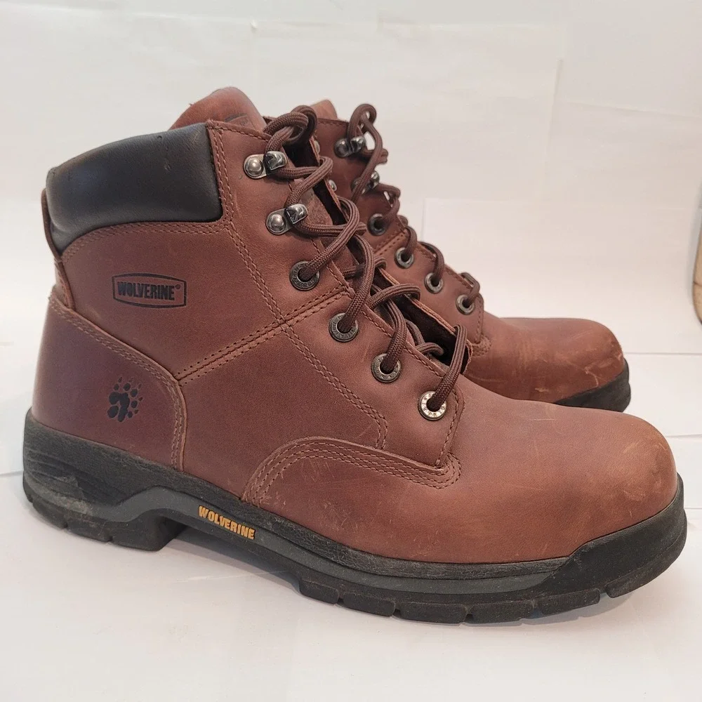 Wolverine Work Boots Mens Brown Leather Lace Up Ankle W08906‎ Size 10.5 M